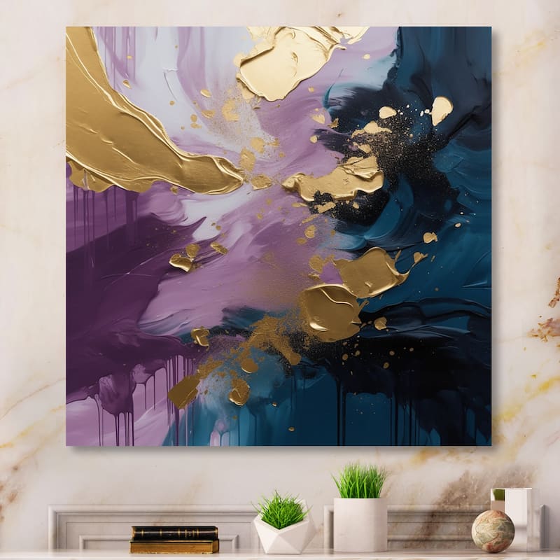 Designart "Purple And Blue Realities On Canvas Iv" Abstract Painting